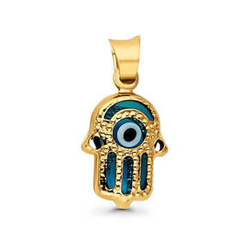 Real Beautiful Evil Eye Hamsa Charm Pendant 14K Yellow Gold CZ 11mmX9mm 0.5gm